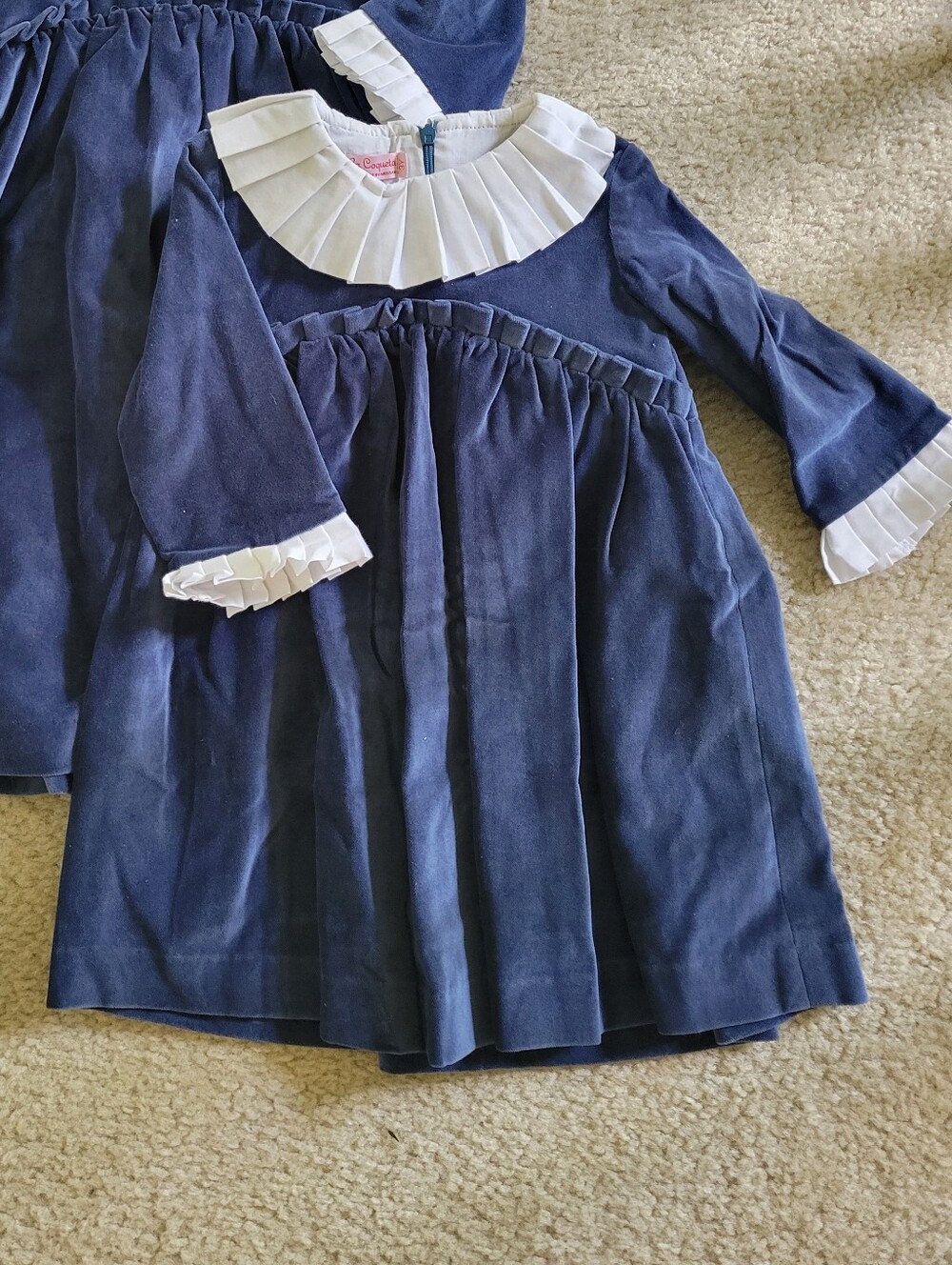 La Coqueta Girls Navy Blue Pleated Collar Dress
